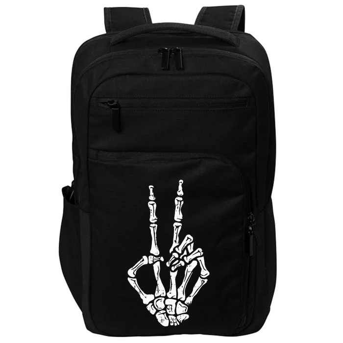 Skeleton Hand Peace Sign Halloween Costume Bones Impact Tech Backpack