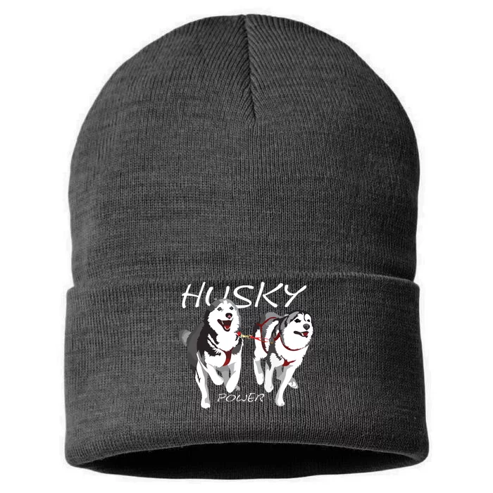 Siberian Husky Power Awesome Cute Husky Sustainable Knit Beanie