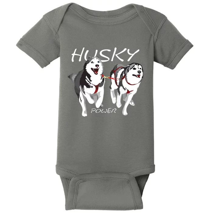 Siberian Husky Power Awesome Cute Husky Baby Bodysuit