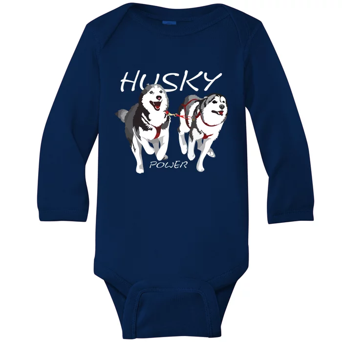 Siberian Husky Power Awesome Cute Husky Baby Long Sleeve Bodysuit