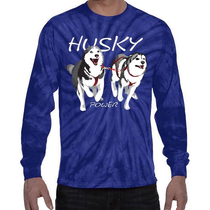 Siberian Husky Power Awesome Cute Husky Tie-Dye Long Sleeve Shirt