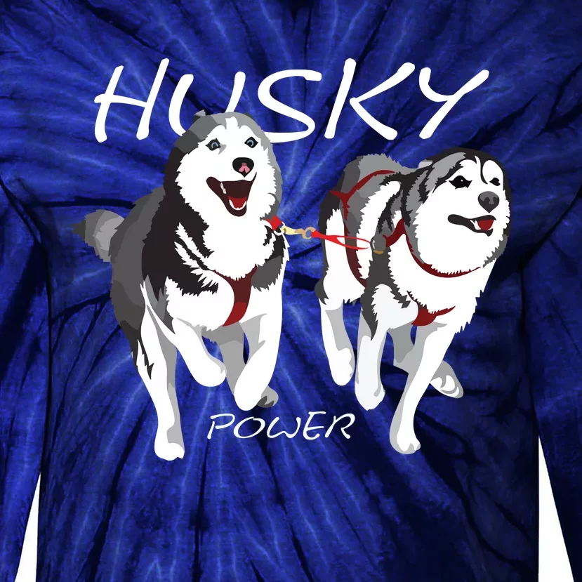 Siberian Husky Power Awesome Cute Husky Tie-Dye Long Sleeve Shirt