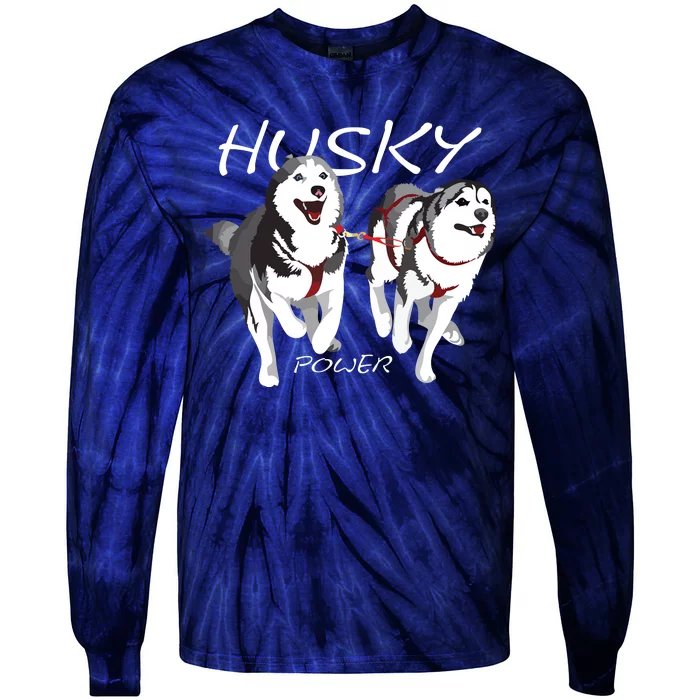 Siberian Husky Power Awesome Cute Husky Tie-Dye Long Sleeve Shirt