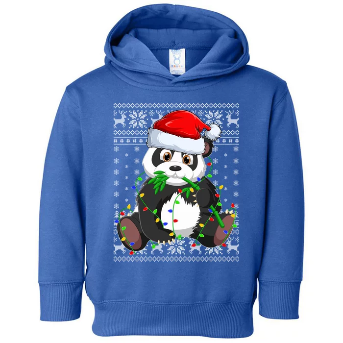 Santa Hat Panda Xmas Lighting Ugly Panda Christmas Great Gift Toddler Hoodie