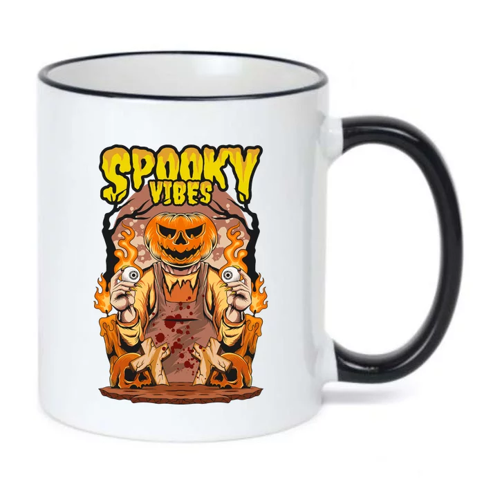 Spooky Halloween Pumpkin And Flames Graphic Black Color Changing Mug