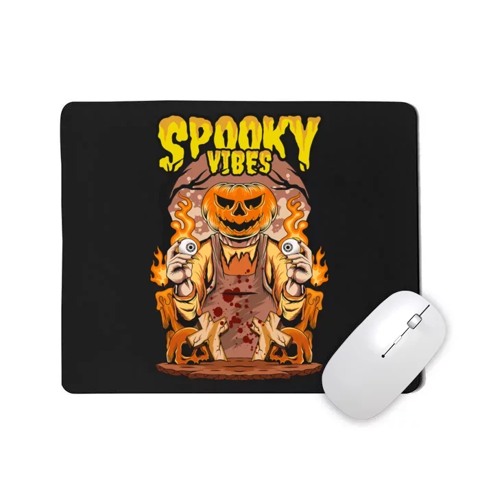 Spooky Halloween Pumpkin And Flames Graphic Mousepad