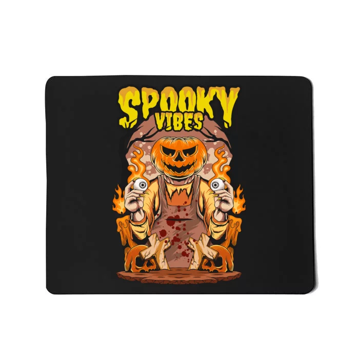 Spooky Halloween Pumpkin And Flames Graphic Mousepad