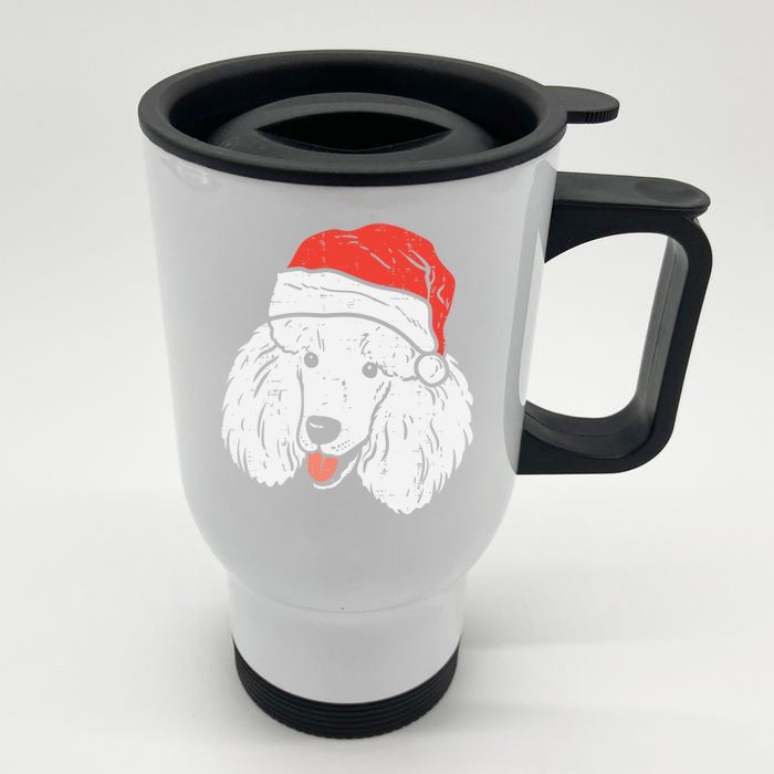 Santa Hat Poodle Christmas Pajamas Xmas Pjs Dog Lover Owner Gift Front & Back Stainless Steel Travel Mug