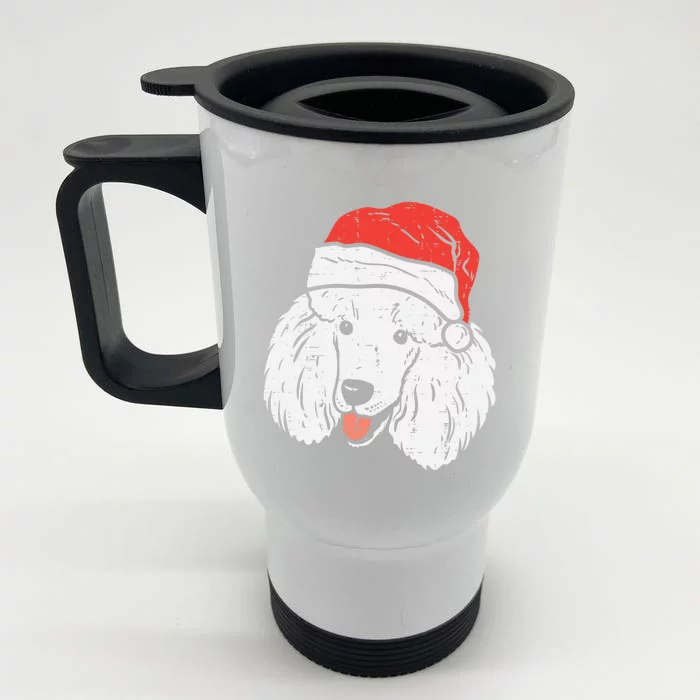 Santa Hat Poodle Christmas Pajamas Xmas Pjs Dog Lover Owner Gift Front & Back Stainless Steel Travel Mug