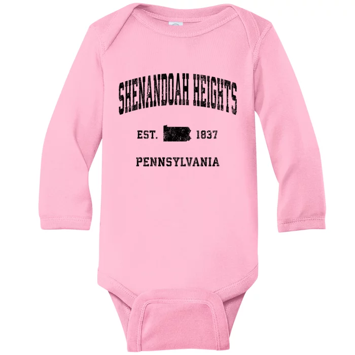 Shenandoah Heights Pennsylvania Pa Vintage Athletic Baby Long Sleeve Bodysuit