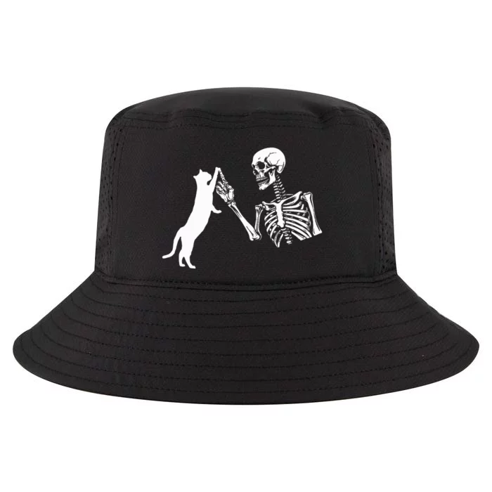 Skeleton Hand Playing Cat Funny Halloween Cool Comfort Performance Bucket Hat