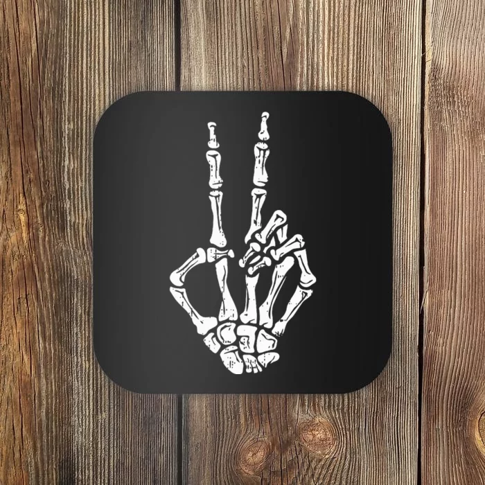 Skeleton Hand Peace Sign Halloween Costume Bones Coaster