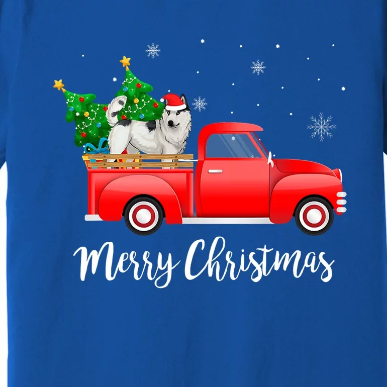 Siberian Husky Red Truck Christmas Tree Xmas Dog Lover Gift Premium T-Shirt