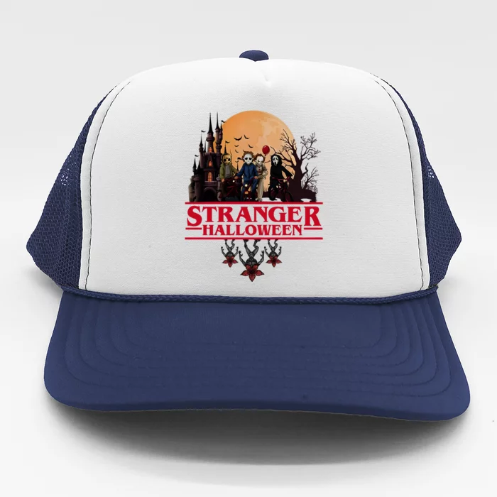 Stranger Halloween Retro 90s Horror Movie Upsidedown Trucker Hat