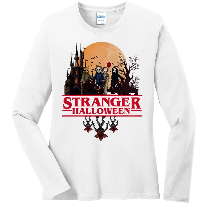 Stranger Halloween Retro 90s Horror Movie Upsidedown Ladies Long Sleeve Shirt