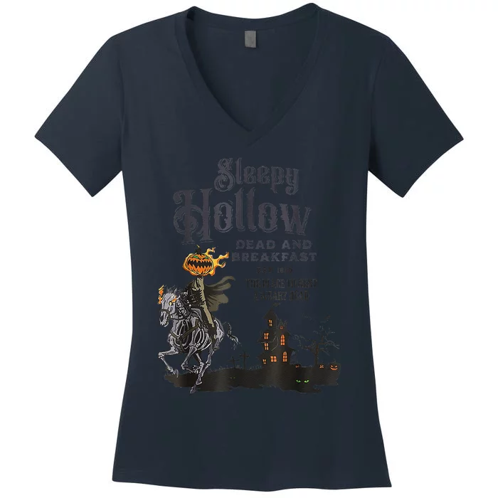 Sleepy Hollow Retro Vintage Headless Horseman Halloween Women's V-Neck T-Shirt