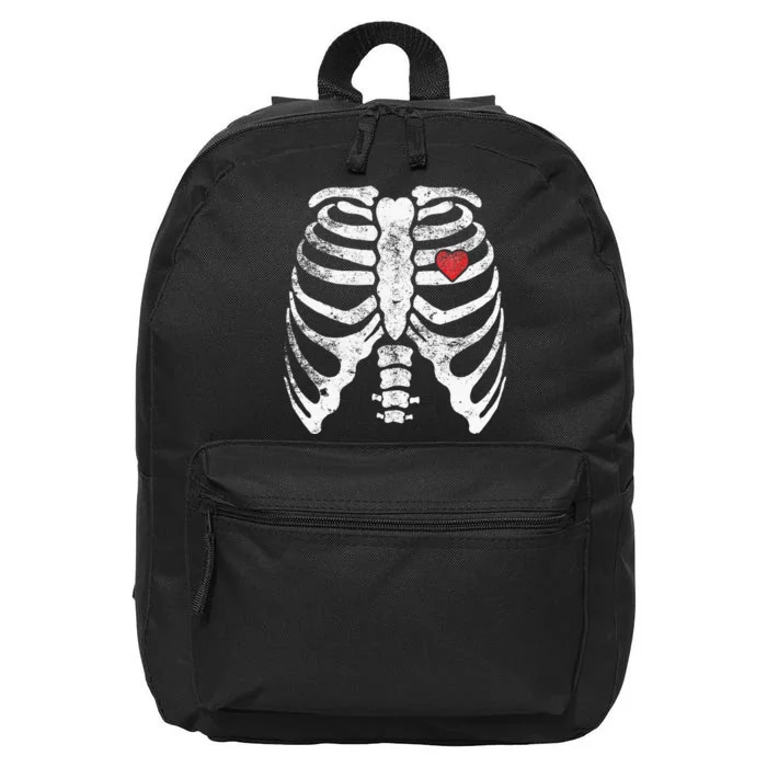 Skeleton Heart Rib Cage XRay Adult Kids Funny Halloween 16 in Basic Backpack