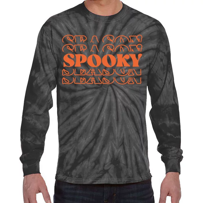 Spooky Halloween Retro Tie-Dye Long Sleeve Shirt