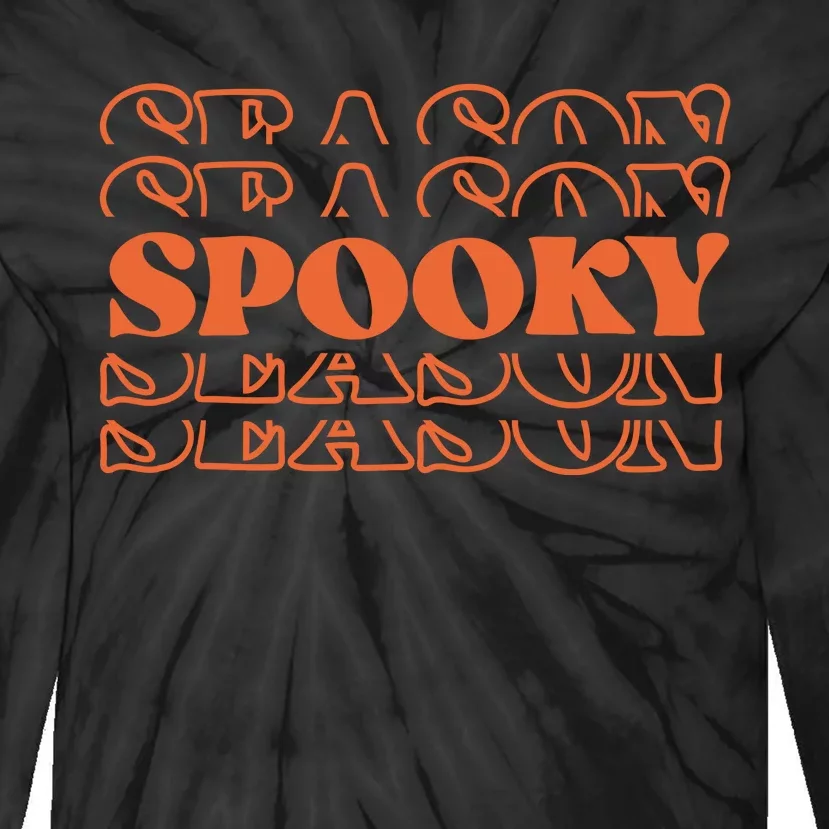 Spooky Halloween Retro Tie-Dye Long Sleeve Shirt