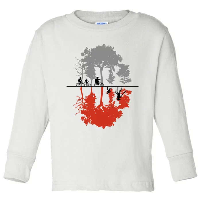 Stranger Halloween Retro 90s Horror Movie Upsidedown Toddler Long Sleeve Shirt