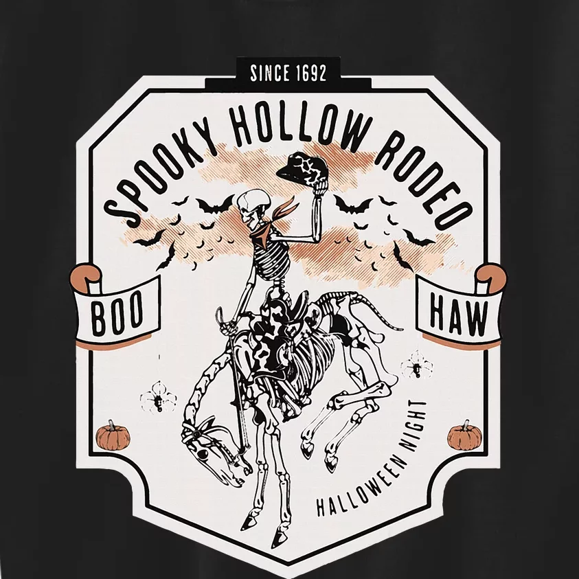 Spooky Hollow Rodeo Western Skeleton Cowboy Halloween Kids Sweatshirt