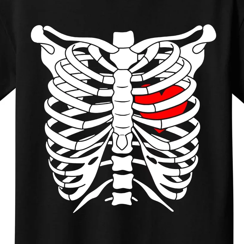 Skeleton Heart Ribcage Halloween Love Costume Idea Kids T-Shirt