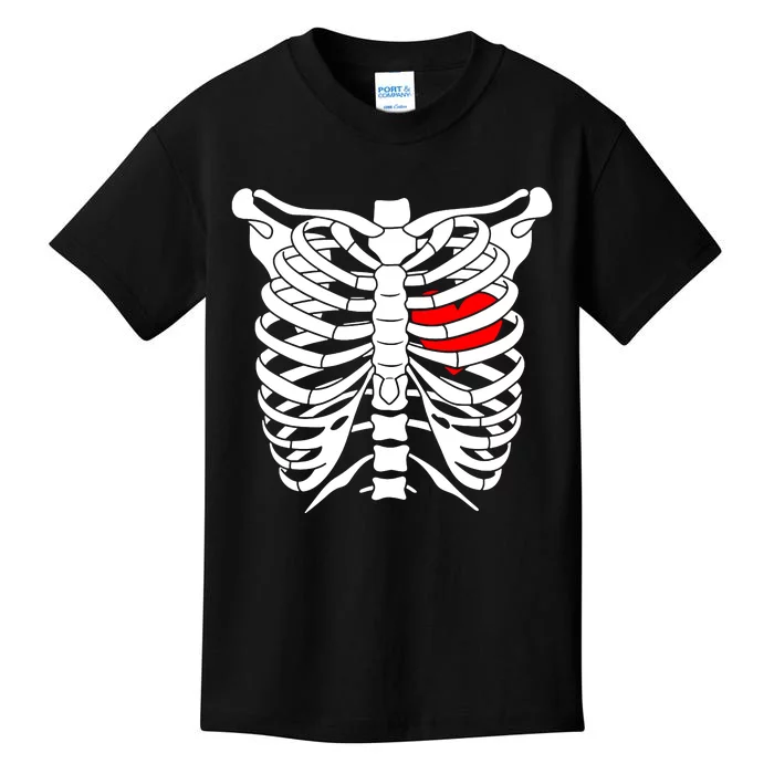 Skeleton Heart Ribcage Halloween Love Costume Idea Kids T-Shirt