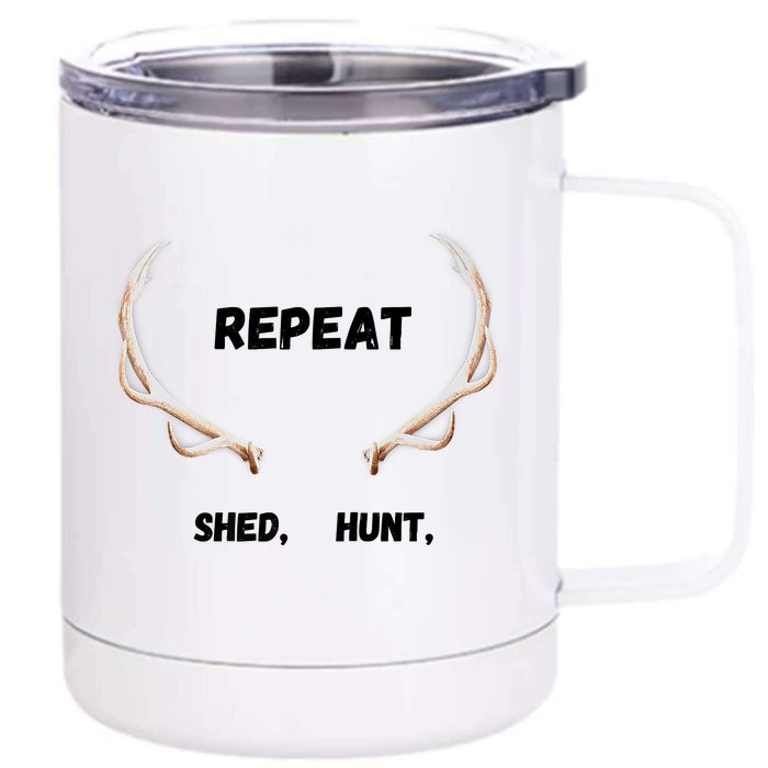 Shed, Hunt, Repeat Buck Front & Back 12oz Stainless Steel Tumbler Cup