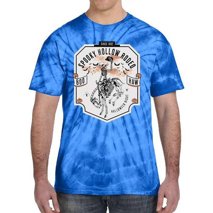 Spooky Hollow Rodeo Western Skeleton Cowboy Halloween Tie-Dye T-Shirt