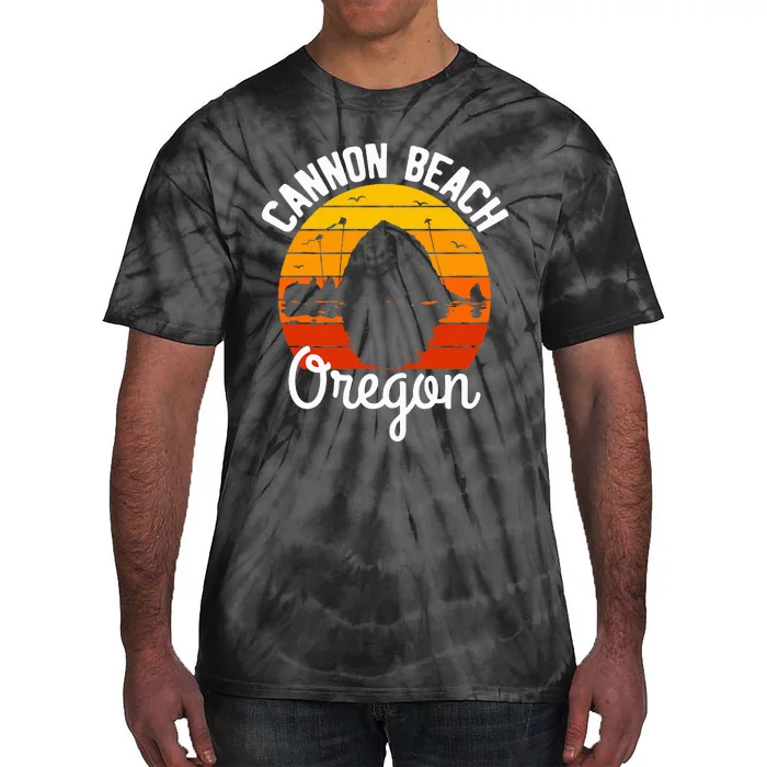 Sunset Haystack Rock Souvenir Cannon Beach Tie-Dye T-Shirt