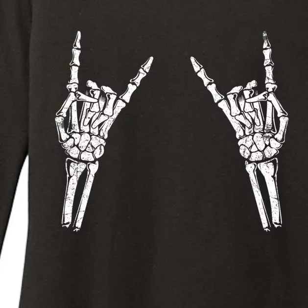 Skeleton Hand Rocker Graphic Rock On Star Trendy Halloween Gift Womens CVC Long Sleeve Shirt