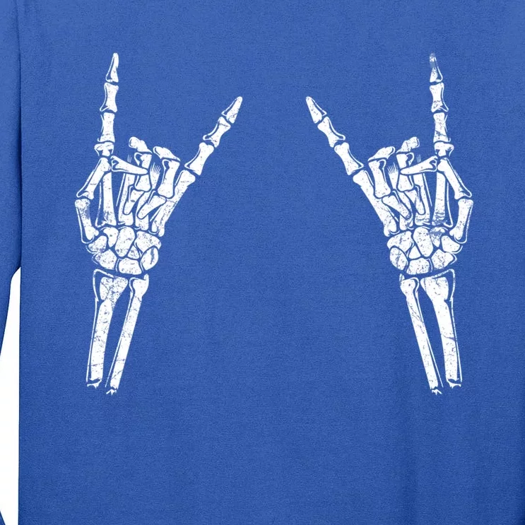 Skeleton Hand Rocker Graphic Rock On Star Trendy Halloween Gift Tall Long Sleeve T-Shirt