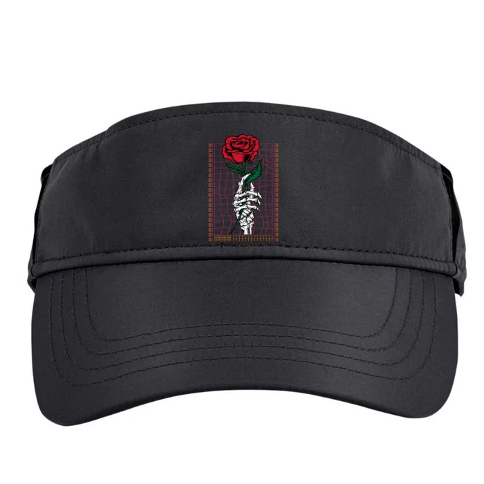 Skeleton Hand Red Rose Flower Gothic Style Adult Drive Performance Visor