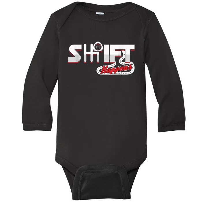 Shift Happens Race Racing Car Manual Mechanic Sportcar Baby Long Sleeve Bodysuit