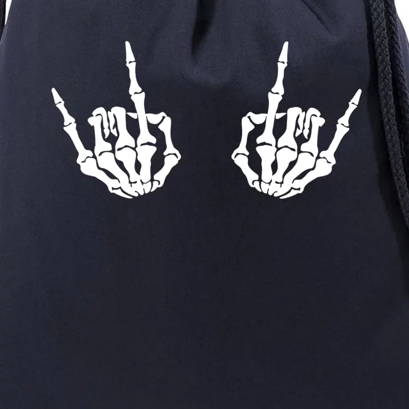 Skeleton Hand Rock Music Metalhead Sign Meaningful Gift Drawstring Bag