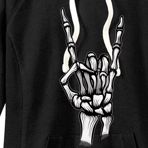 Skeleton Hand Rock N Roll Style Rock On Cool Gift Women's Fleece Hoodie