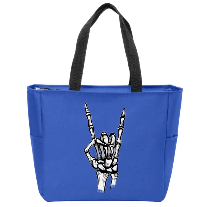 Skeleton Hand Rock N Roll Style Rock On Cool Gift Zip Tote Bag