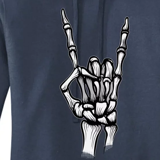 Skeleton Hand Rock N Roll Style Rock On Cool Gift Women's Pullover Hoodie