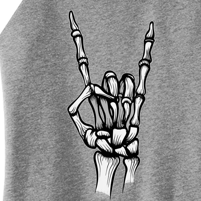 Skeleton Hand Rock N Roll Style Rock On Cool Gift Women’s Perfect Tri Rocker Tank