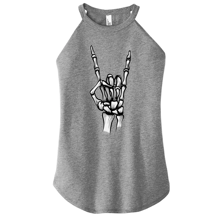 Skeleton Hand Rock N Roll Style Rock On Cool Gift Women’s Perfect Tri Rocker Tank