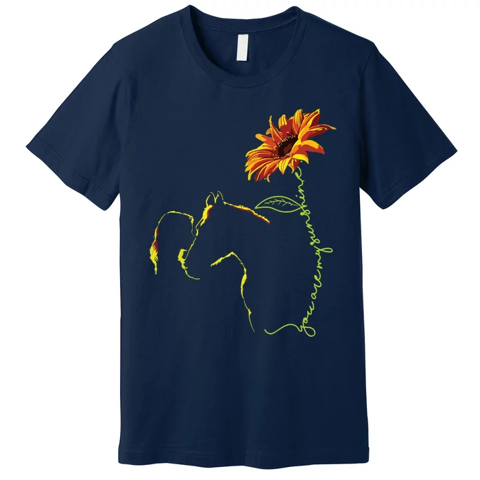 Sunflower Horseback Riding Equestrian Horse Lover Premium T-Shirt