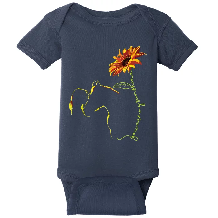 Sunflower Horseback Riding Equestrian Horse Lover Baby Bodysuit