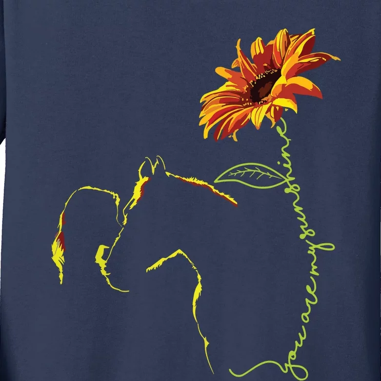 Sunflower Horseback Riding Equestrian Horse Lover Kids Long Sleeve Shirt