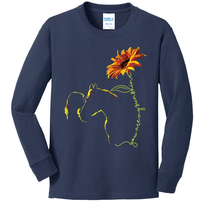 Sunflower Horseback Riding Equestrian Horse Lover Kids Long Sleeve Shirt