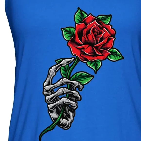 Skeleton Hand Red Rose Flower Ladies Essential Flowy Tank