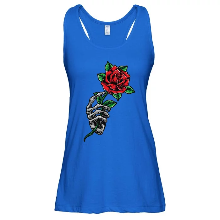 Skeleton Hand Red Rose Flower Ladies Essential Flowy Tank