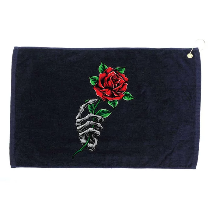 Skeleton Hand Red Rose Flower Grommeted Golf Towel