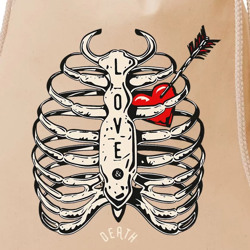 Skeleton Heart Rib Cage Xray Drawstring Bag