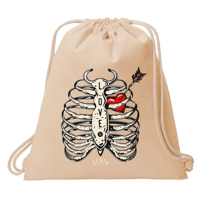 Skeleton Heart Rib Cage Xray Drawstring Bag