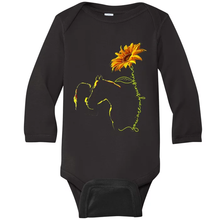 Sunflower Horseback Riding Equestrian Horse Lover Baby Long Sleeve Bodysuit